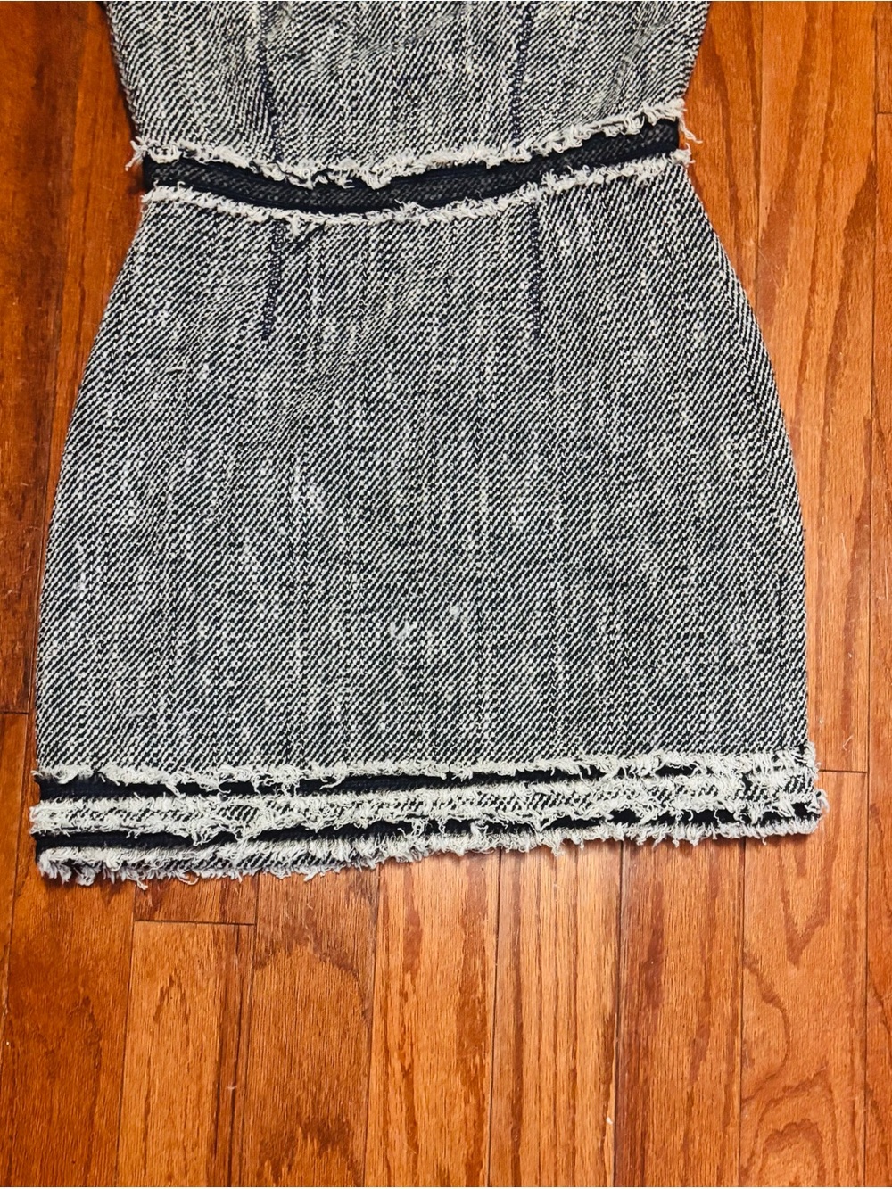 Rebecca Taylor Blue and White “Now and Later” Tweed Fringe Dress NWOT - Picture 4 of 8